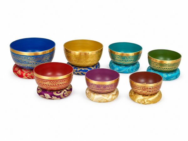 Colorful 7 Chakra Meditation Singing Bowl Set