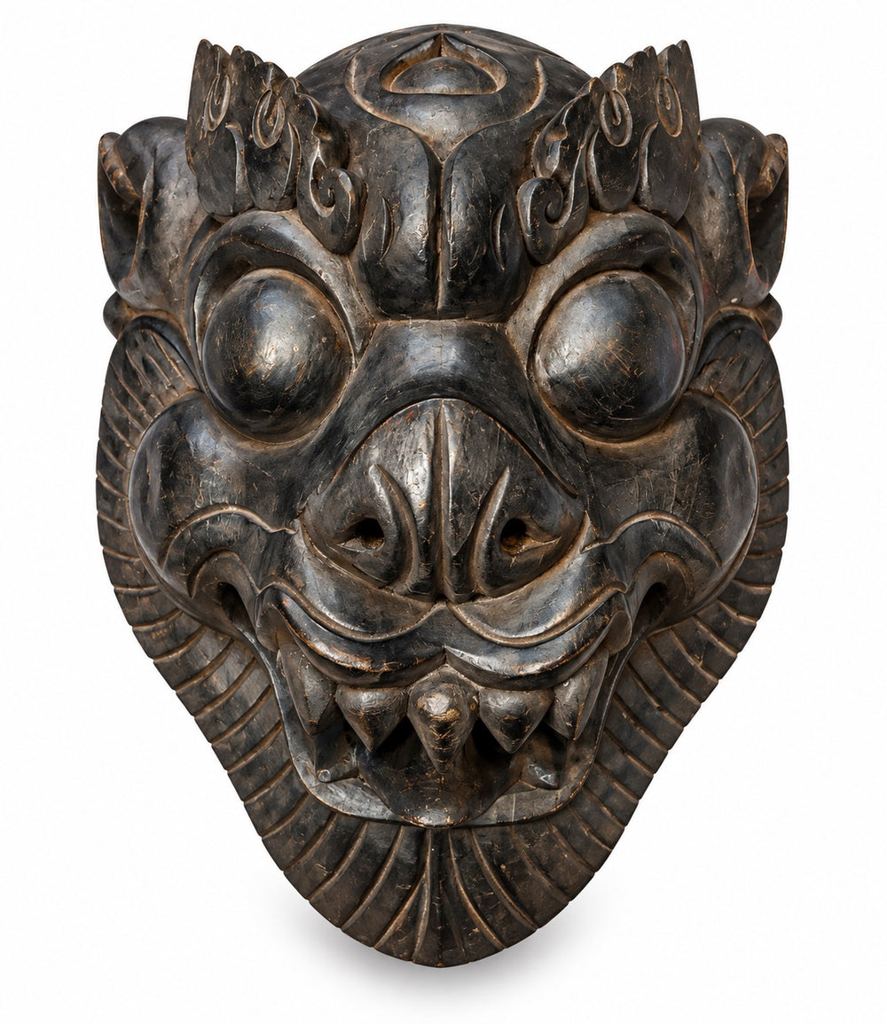 Black Hand-Carved Protector Mask