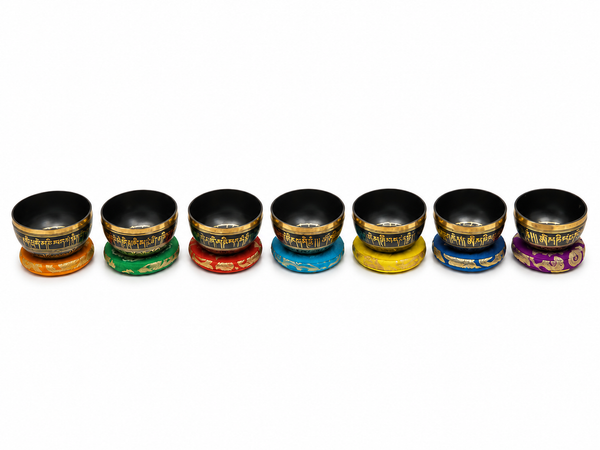 7 Chakra Tibetan Singing Bowl Set with Cushions