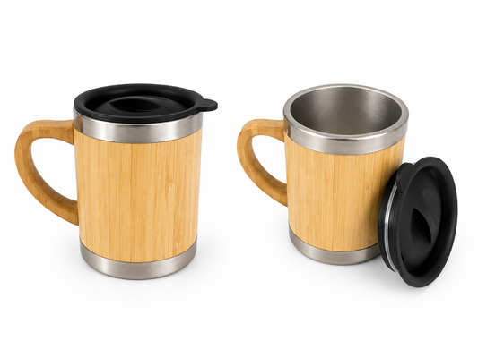 Bamboo Stainless Steel Travel Mug with Handle