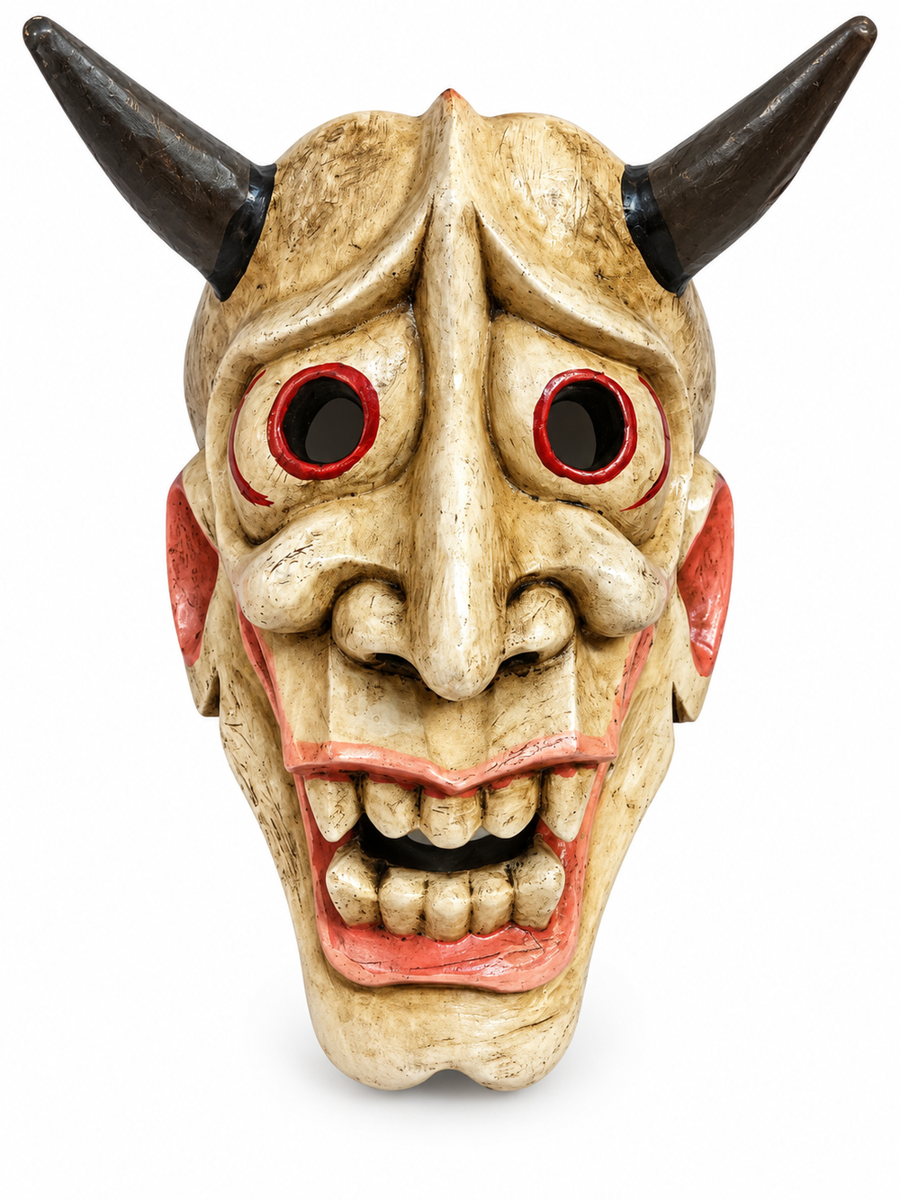 Hand-Carved Horned Himalayan Demon Mask