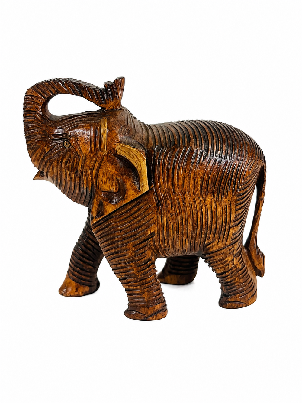 Hand Carved Dark Wood Elephant Figure