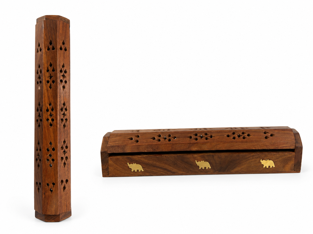 Hand Carved Wooden Incense Stick Holder and Incense Storage