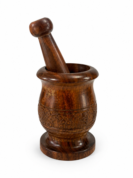Hand Carved Wooden Pestle & Mortar