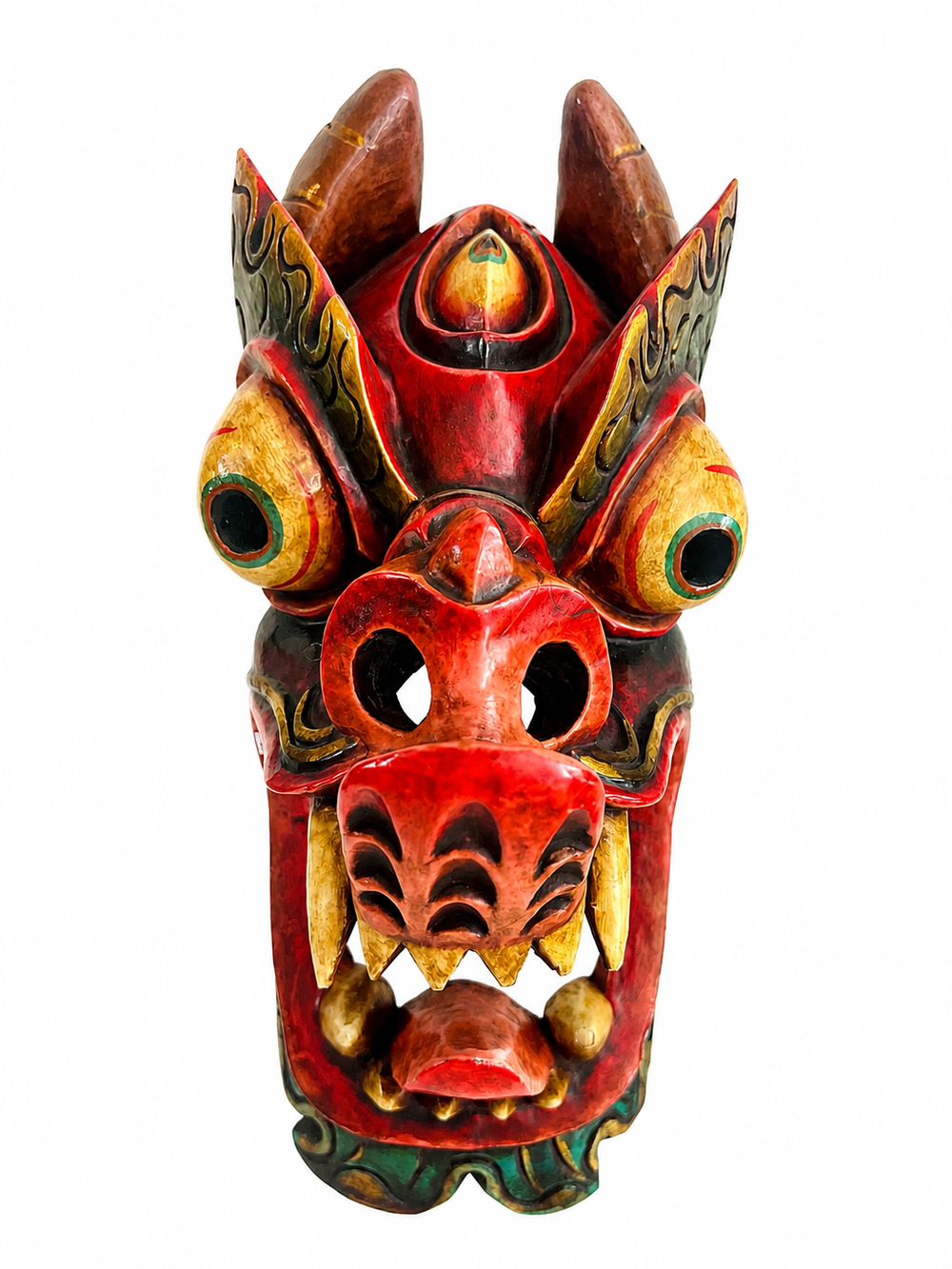 Hand Painted Traditional Wooden Dragon Mask