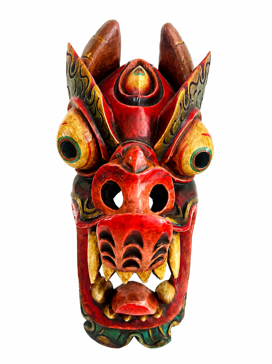 Hand Painted Traditional Wooden Dragon Mask