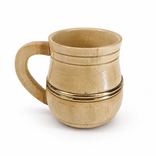 Hand Crafted Wooden Cups with Decorative Brass Bands