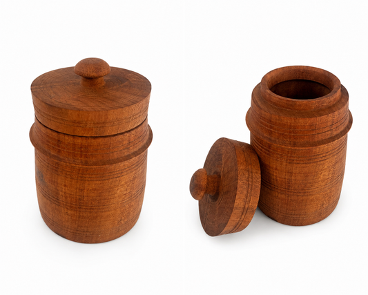 Hand Crafted Wooden Storage Canister with Lid